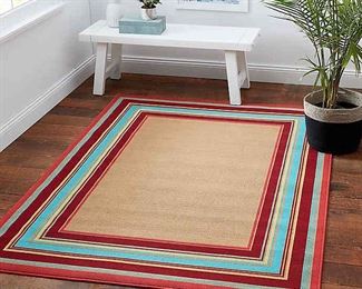Miami Border Stripe 9-Foot x 13-Foot Indoor/Outdoor Area Rug in Beige Multi