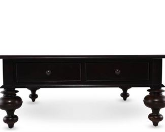 Two-Drawer Country Cocktail Table and Rectangular Casual End Table in Tobacco Brown