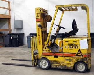 Allis-Chalmers Electric Forklift Model #ACE35CR With 3000 Lb. Capacity EE-Rated, Powers On And Runs