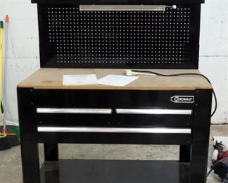 Kobalt 3 Drawer, Lighted, Metal Workbench With Power Includes Owners Manual, 63" x 45" x 25"