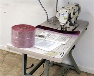 Juki Industrial Unison-Feed Lock Stitch Sewing Machine Model #DNU-1541S,With Table, Pedal, Knee Press & Manual, Powers Up And Working