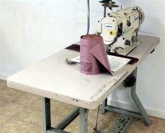 Juki Industrial Unison-Feed Lock Stitch Sewing Machine Model #DNU-1541S,With Table, Pedal, Knee Press & Manual, Powers Up And Working
