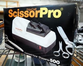 Heavy Duty Shears Approx Qty 13 And Edgecraft Scissor Pro Electric Sharpeners, Model #500, Qty 2