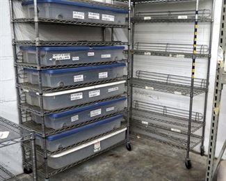 Shelf Tech Systems Rolling Stainless Steel Storage Racks, Qty 2, 77" x 48" x 18"
