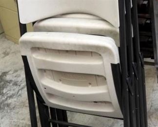 Metal Framed Stackable Chairs, Qty 5 And 3 Lifetime Folding Chairs