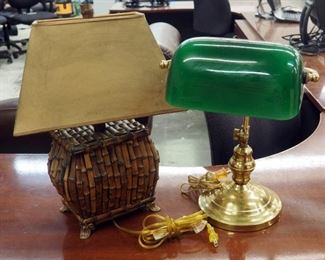 Footed Bamboo Style Desk Lamp, Adjustable Brass Style Desk Lamp