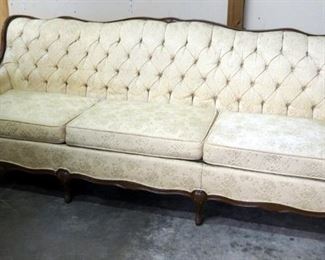 Antique Wood Framed Duvan With Tufted Back, 33" x 85" x 30"