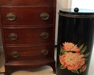 Vintage side cabinet x 2, vintage Peoni canister tall