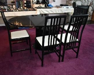 BLACK DINING TABLE W/6 CHAIRS