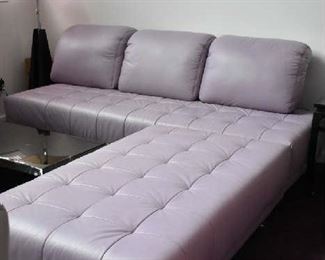LIGHT PURPLE LEATHER SOFA W/CHAISE