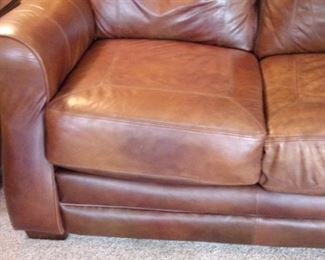 Lane distressed leather sofa.