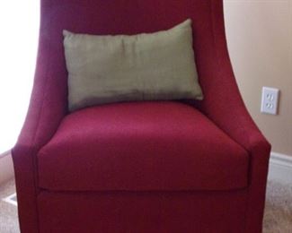 Pair Rowe red accent chairs
