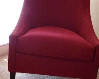 Pair Rowe red accent chairs