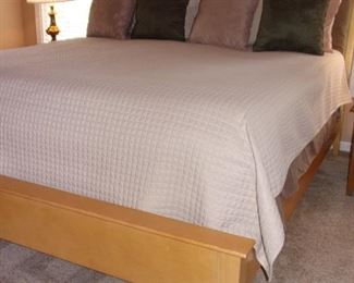 King size Serta pillow top mattress and box springs, Blonde contemporary kingsize head/footboard and side rails with matching dresser with 10 drawers/2 doors!