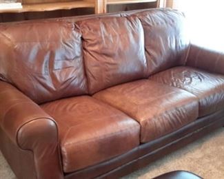 Lane distressed leather sofa.