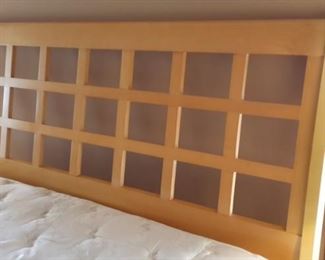 King size Serta pillow top mattress and box springs, Blonde contemporary kingsize head/footboard and side rails with matching dresser with 10 drawers/2 doors!