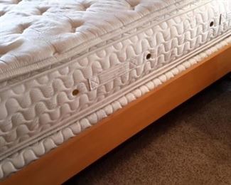 King size Serta pillow top mattress and box springs, Blonde contemporary kingsize head/footboard and side rails with matching dresser with 10 drawers/2 doors!