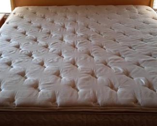 King size Serta pillow top mattress and box springs, Blonde contemporary kingsize head/footboard and side rails with matching dresser with 10 drawers/2 doors!