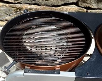Weber 15502001 Performer Deluxe Charcoal Grill, 22-Inch, Copper -22-inch diameter porcelain-enameled bowl and lid with a cooking area of 363 square inch
Electronic Touch-N-Go gas ignition system
Aluminized steel One-Touch cleaning system with removable, high-capacity, aluminum ash catcher
Removable LCD cook timer and built-in lid thermometer
Assembled dimensions are 43.5-inch by 48-inch by 30-inch.Tuck-Away lid holder & Cover. New with cover on Amazon $450.......OUR PRICE $150