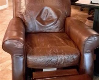 Lane brown faux leather recliner.