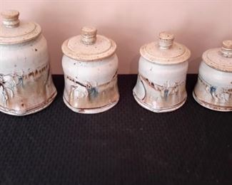 Stoneware canisters.