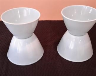 Two sets of vintage Fire King azurite nesting mixing bowls.