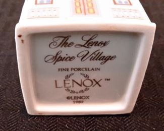 Lenox Spice Village. 17 cottage shaped spice jars, in box. 1989.