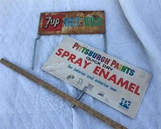 7up sign metal Pittsburgh paints wood
