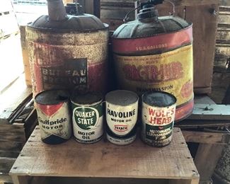 Several oil cans