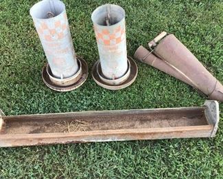 Two tube hanging feeders Purinia good shape the long trough feeder is Purinia also
