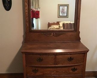 Very nice piece dove tail drawers back of mirror repaired wooden backing that holds mirror in other than nice old piece