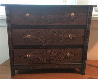 Engraved Miniature Chest with Drawers