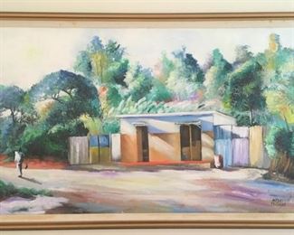 Jamaican Street Scene - oil by Alphonso Blake