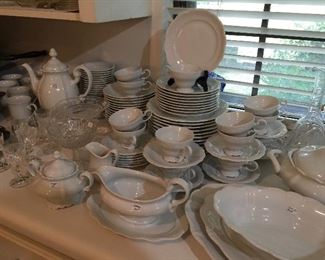 White dish set and serving pieces.