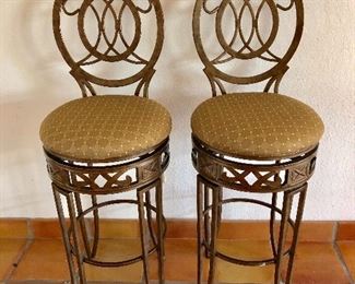 -- 2 Metal Bar Stools w/Upholstered Seats - $85 EACH - (18W  32H at seat, 50H at back)