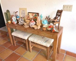 -- Entry/Sofa  Table w/Nesting Stools - $125 - (56L  16W  28H)
