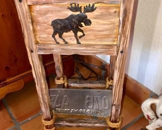 -- Small Rustic Storage Table w/Rope Accents - $18 - (12L  11W  23H)
