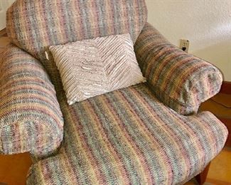 -- 2 Matching Thomasville Upholstered Easy Chairs w/Wood Legs - $100 EACH 
(42W 39D)

