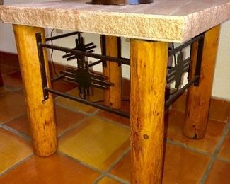 -- Matching Southwest-Inspired Stone Top End/Side Table - $60 - (24W  24L)