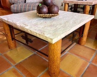 -- Southwest-Inspired Stone Top Square Coffee Table - $125 - (34W  35L  18H)