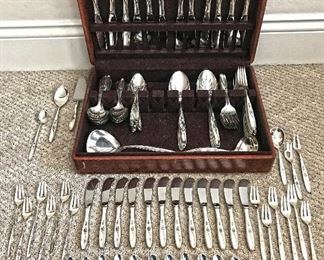 "Rose Solitaire" by Towle Sterling Silver flatware set for twelve (12) Service. 126 Pieces!! Twice the amount of pieces of any collection found online. Estate sale price: $2,500