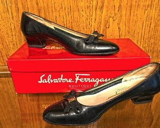Salvatore Ferragamo black pumps. Size 7 AAAA.