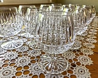 Discontinued Waterford Kylemore brandy balloon glasses x 12. Estate sale price: $30 each