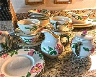 Discontinued "Desert Rose" pattern by Franciscan Earthware. 4 servings. Made in U.S.A. 27-piece set @ $75