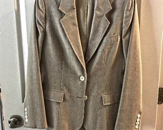 tan dress jacket and matching skirt