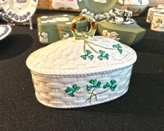 Beleek pottery trinket box and lid $15