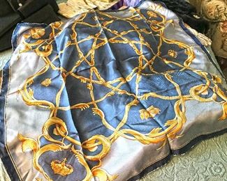 Jackie Kennedy Blue Crown Handmade Silk Fashion Scarf $50