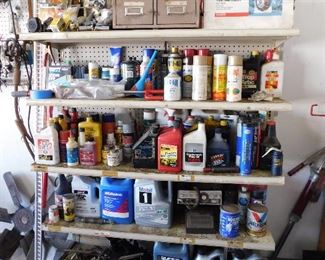 We have several shelves filled with fluids, oil, come alongs, ice chains (both passenger and big rigs)
