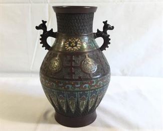 Vintage Japanese Cloisonne Enamel and Brass Vase https://ctbids.com/#!/description/share/209701