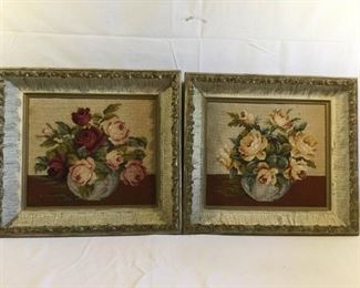 Antique/Vintage Needlepoint Roses Framed 2 Piece  https://ctbids.com/#!/description/share/209443